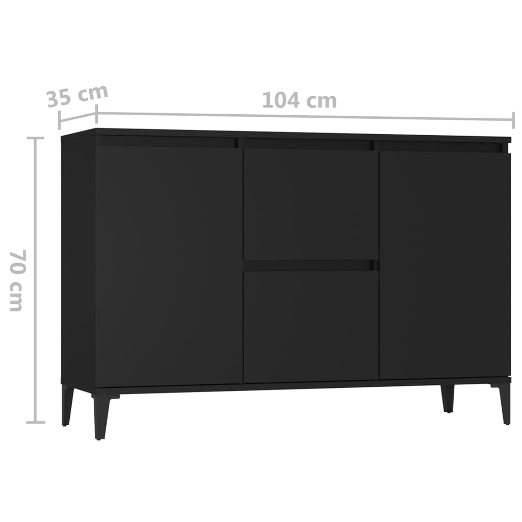 Sideboard Schwarz 102x35x70 cm Holzwerkstoff