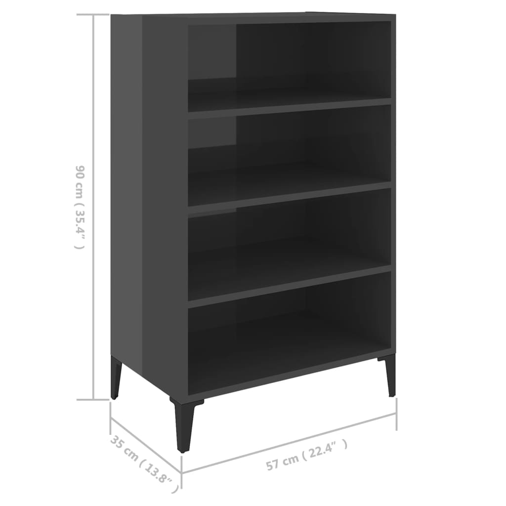 Sideboard Hochglanz-Grau 57x35x90 cm Holzwerkstoff