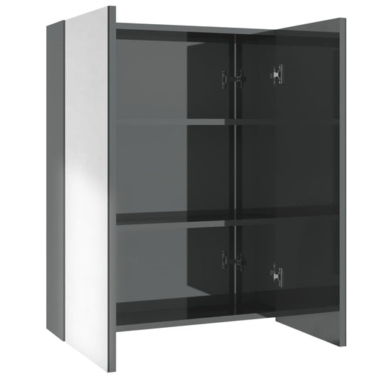 Bad-Spiegelschrank 60x15x75 cm MDF Glänzendes Grau
