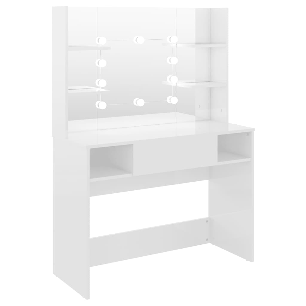 Toiletbord LED Belysning 100x40x135 cm MDF Blank Hvid