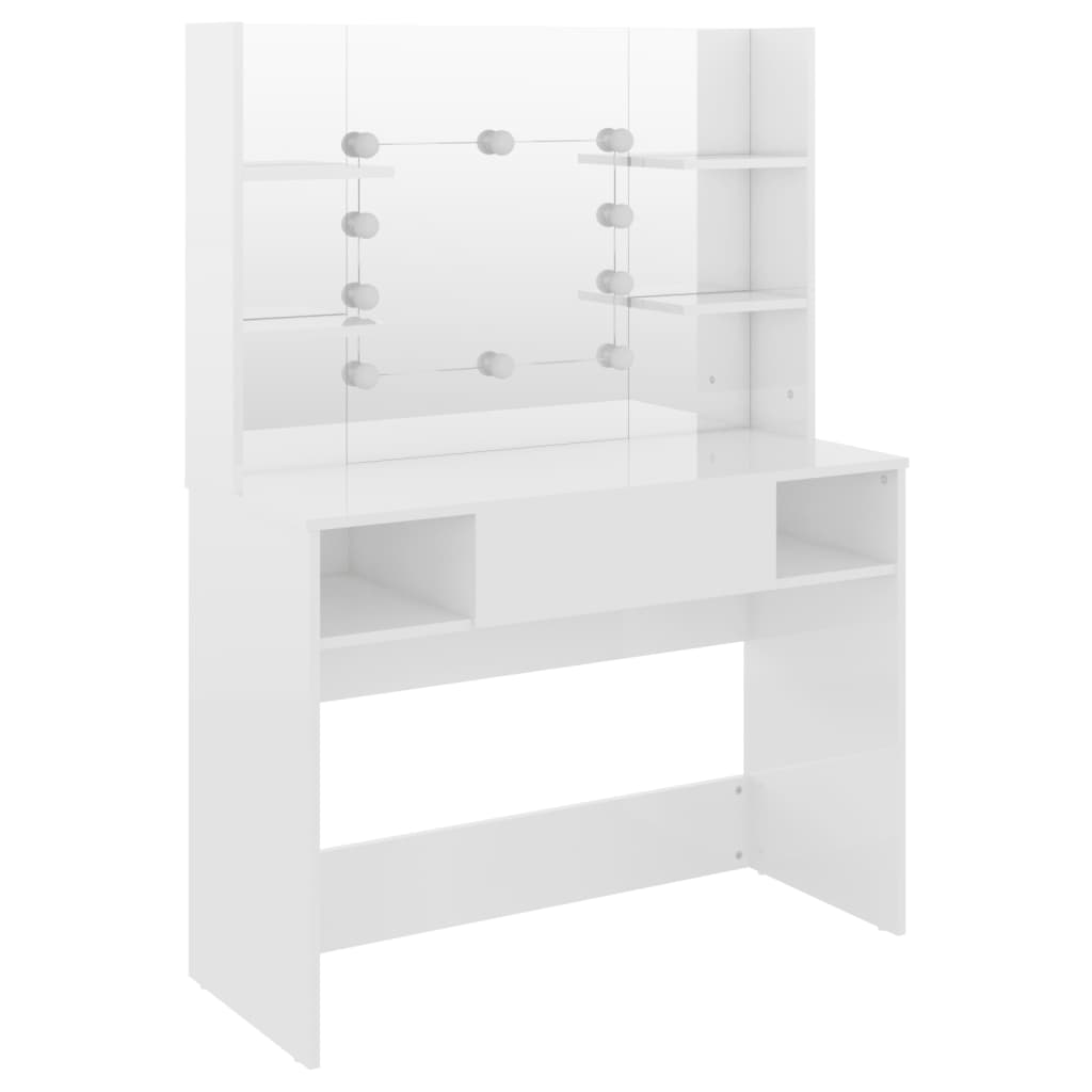Toiletbord LED Belysning 100x40x135 cm MDF Blank Hvid
