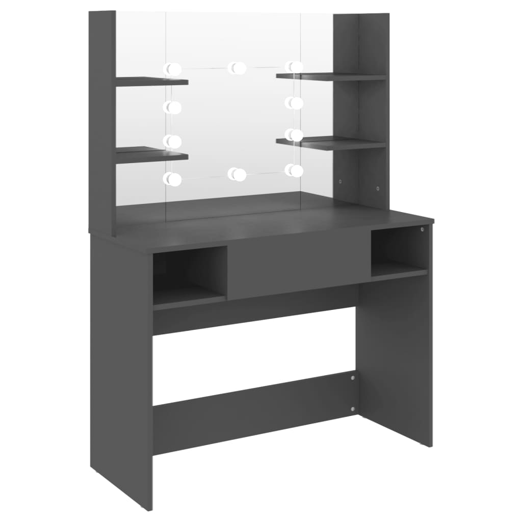 Toiletbord med LED Belysning 100x40x135 cm MDF Grå