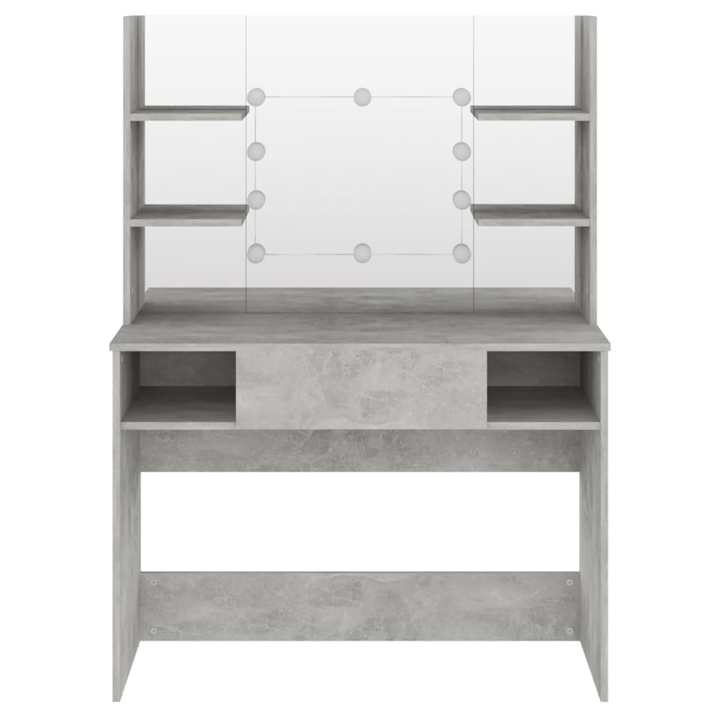 Toiletbord med LED-belysning 100x40x135 cm MDF betongrå