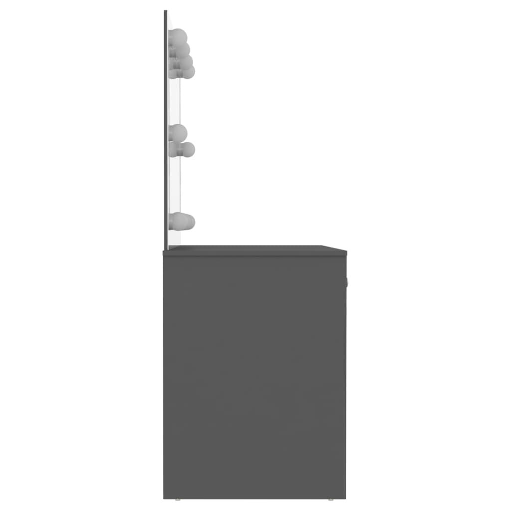 Toiletbord med LED Belysning 110x55x145 cm MDF Grå