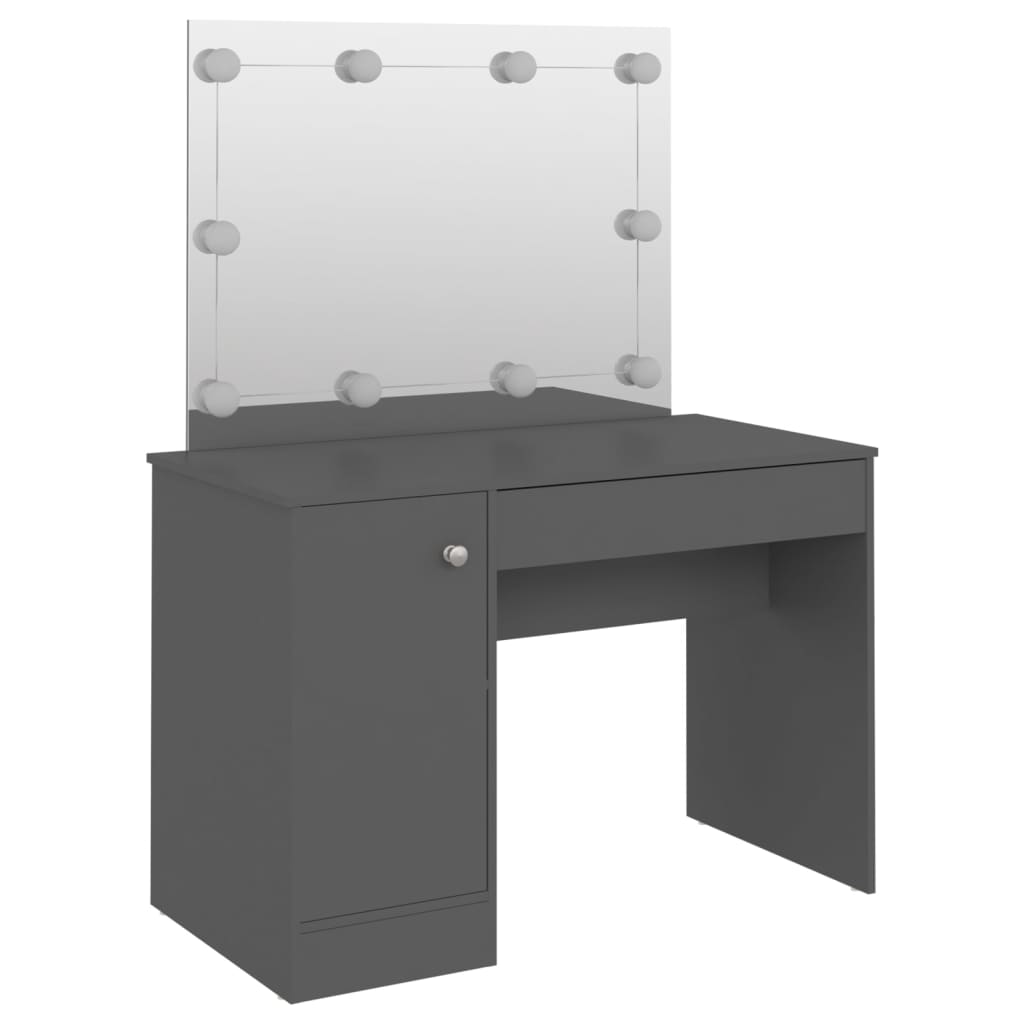 Toiletbord med LED Belysning 110x55x145 cm MDF Grå