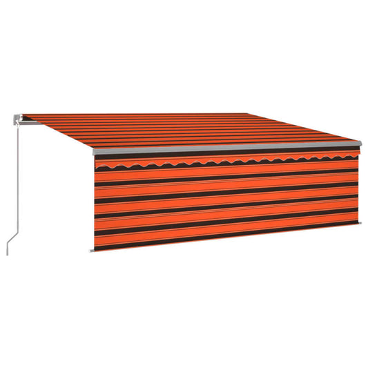 Markise Manuell Einziehbar mit Rollo & LED 4,5x3 m Orange Braun