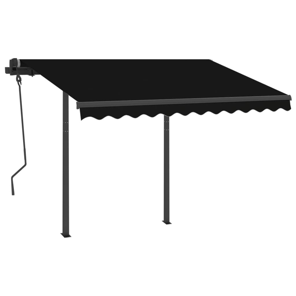 Markise Manuell Einziehbar mit Pfosten 3x2,5 m Anthrazit