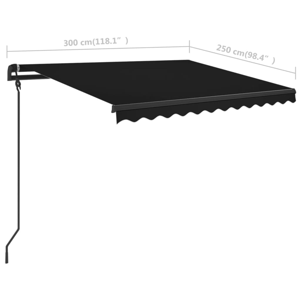 Markise Manuell Einziehbar mit Pfosten 3x2,5 m Anthrazit