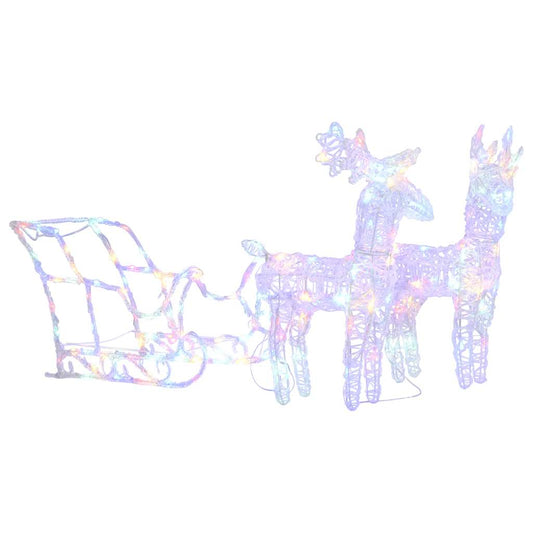 Rentiere & Schlitten Weihnachtsdekoration 160 LEDs 130 cm Acryl