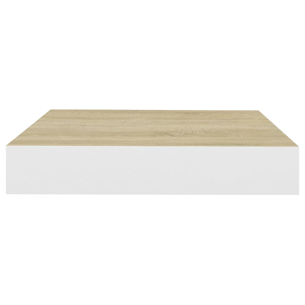 Schweberegal Eichen-Optik und Weiß 23x23,5x3,8 cm MDF