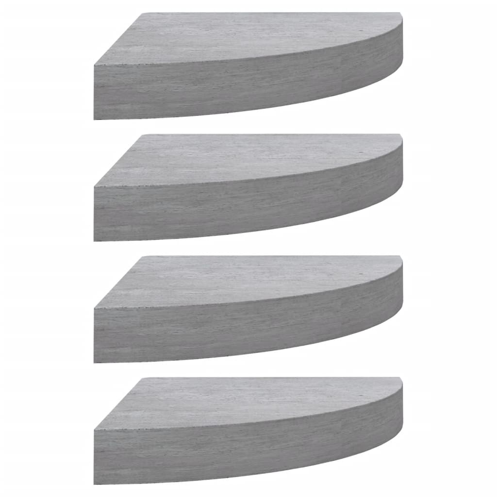Eck-Schweberegale 4 Stk. Betongrau 25x25x3,8 cm MDF