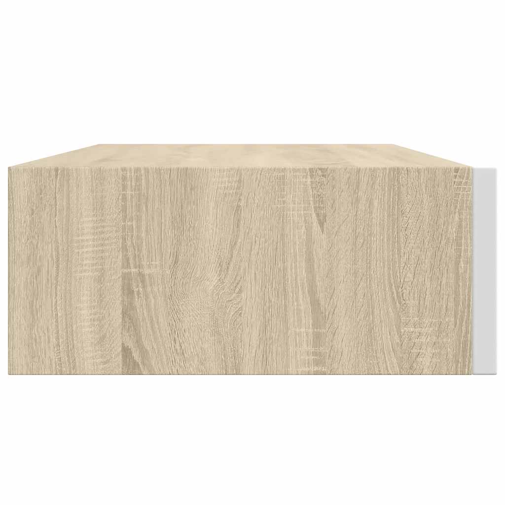 Wandregal mit Schublade Eichen-Optik und Weiß 40x23,5x10 cm MDF