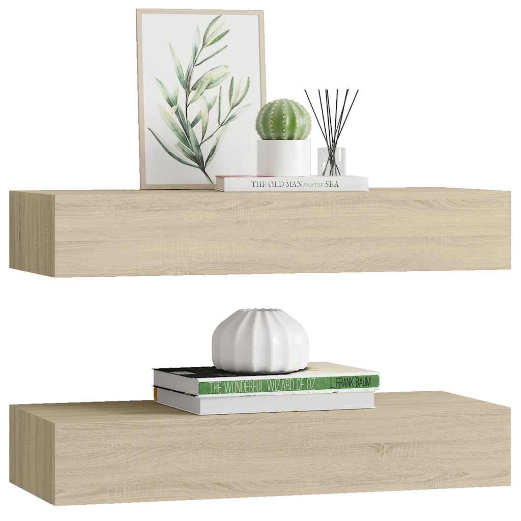 Wandregale mit Schubladen 2 Stk. Eichen-Optik 60x23,5x10 cm MDF
