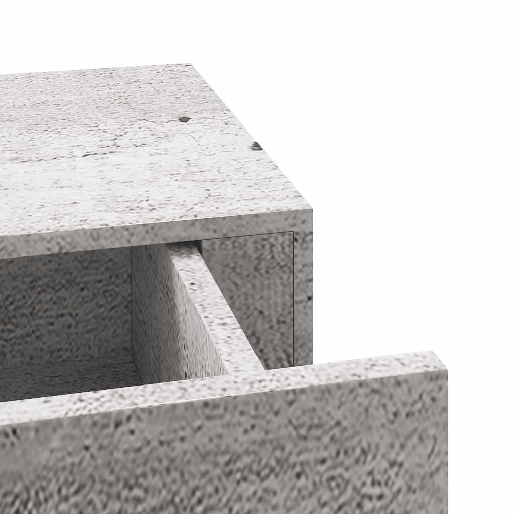 Wandregale mit Schubladen 2 Stk. Betongrau 60x23,5x10 cm MDF