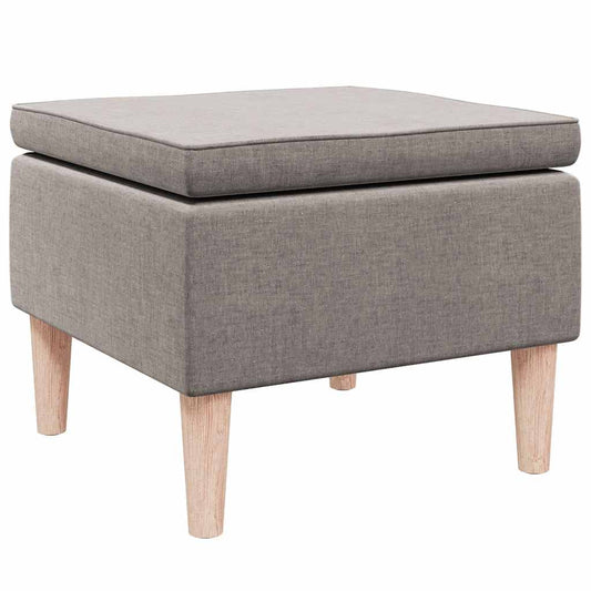 Hocker mit Holzbeinen Taupe Stoff