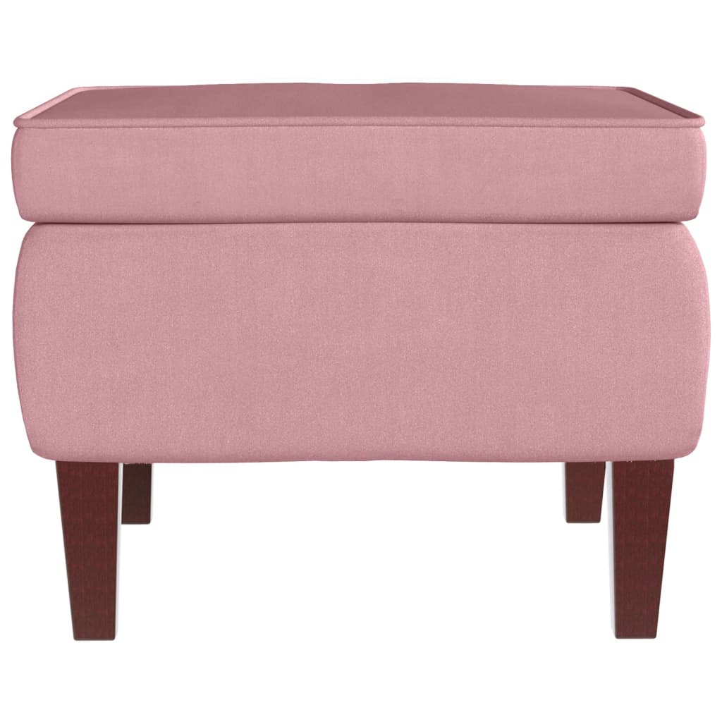 Taburet med træben pink fløjl