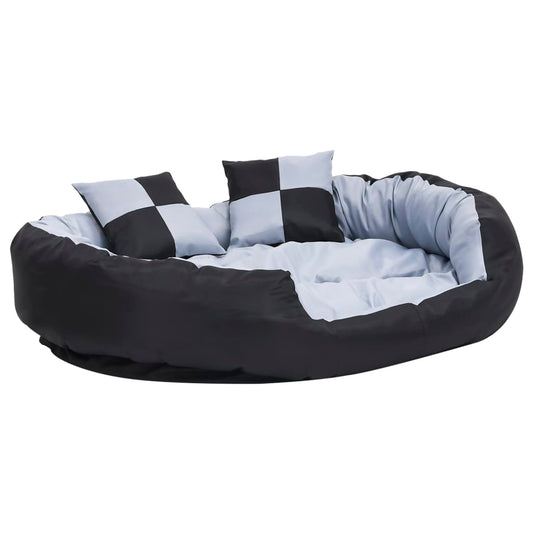 Hundekissen Wendbar und Waschbar Grau und Schwarz 110x80x23 cm