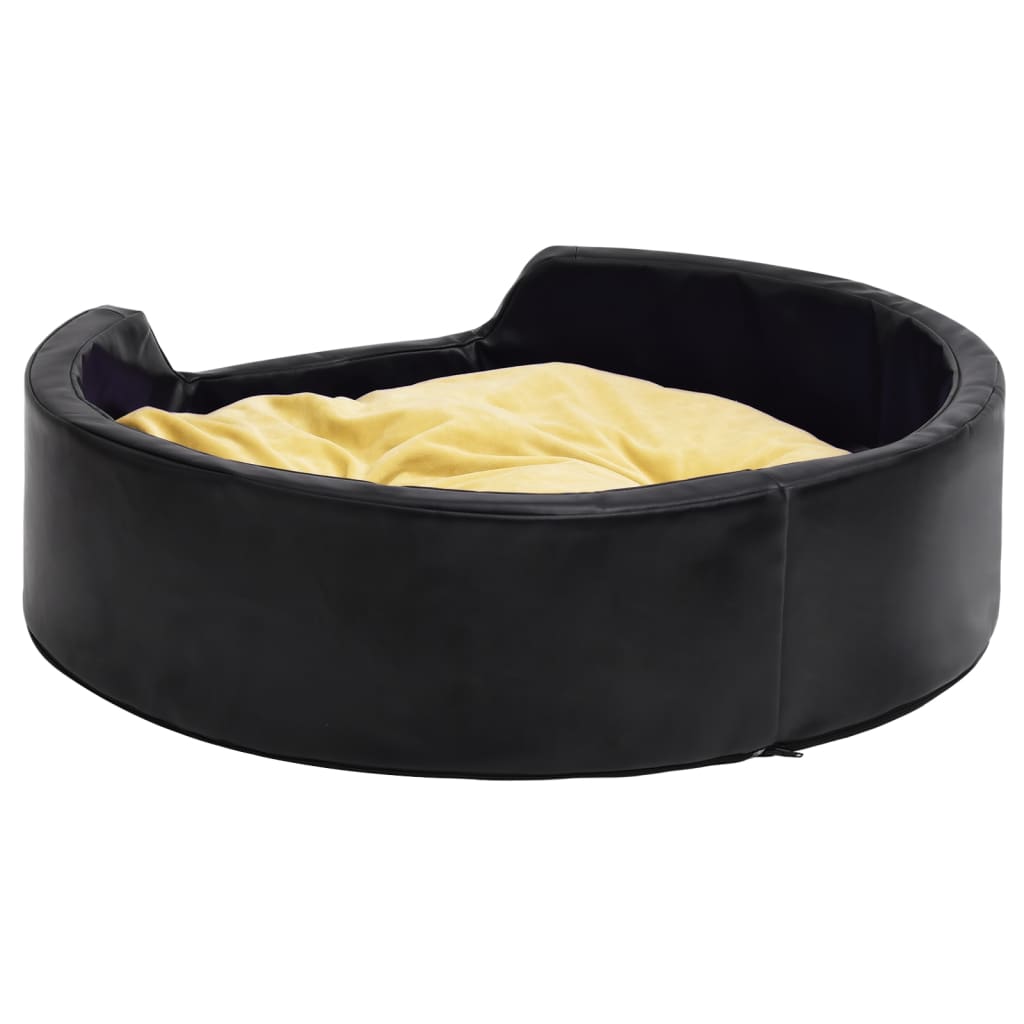 Hundeseng Sort-Gul 99x89x21 cm Plys og kunstlæder