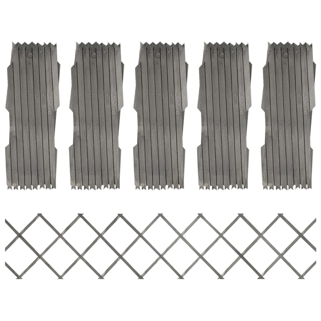 Rankzäune 5 Stk. Grau Massivholz Tanne 180x30 cm