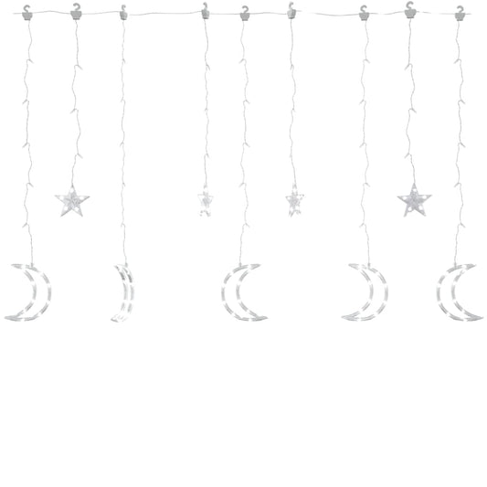 Lichterketten Stern und Mond Fernbedienung 345 LED Kaltweiß