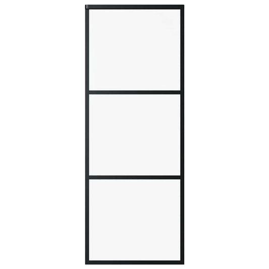Schiebetür 3-teilig ESG-Glas und Aluminium 76x205 cm Schwarz