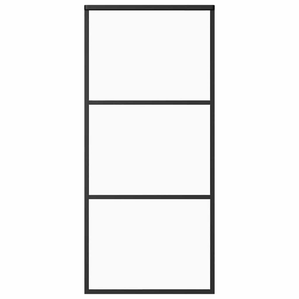Skydedør ESG glas og aluminium 90x205 cm sort