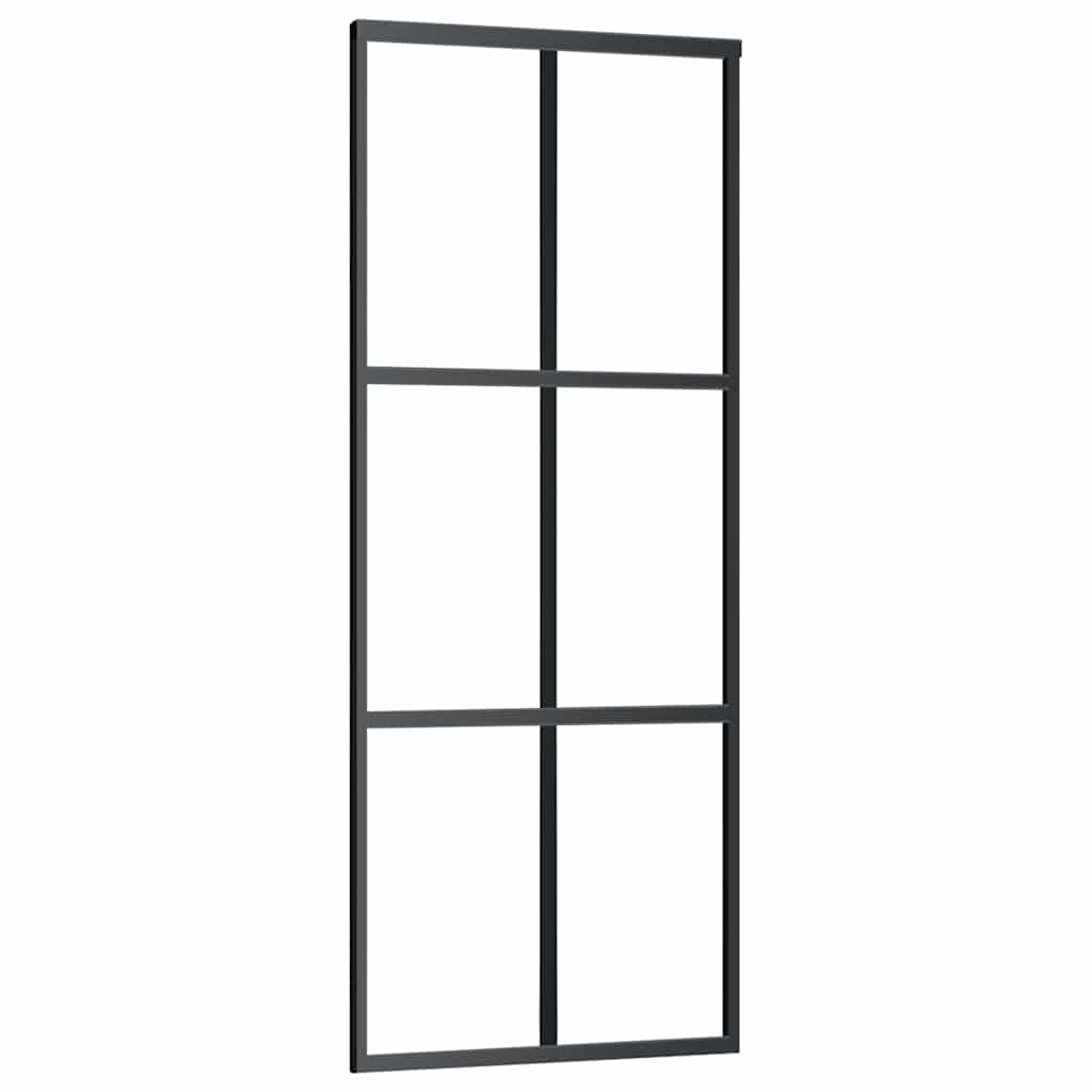 Schiebetür ESG-Glas und Aluminium 76x205 cm Schwarz
