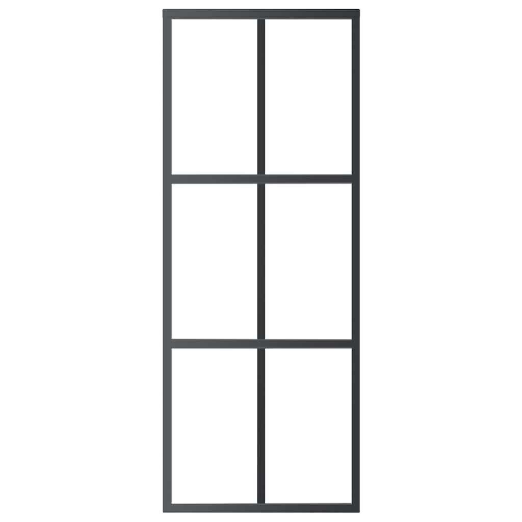 Schiebetür ESG-Glas und Aluminium 76x205 cm Schwarz