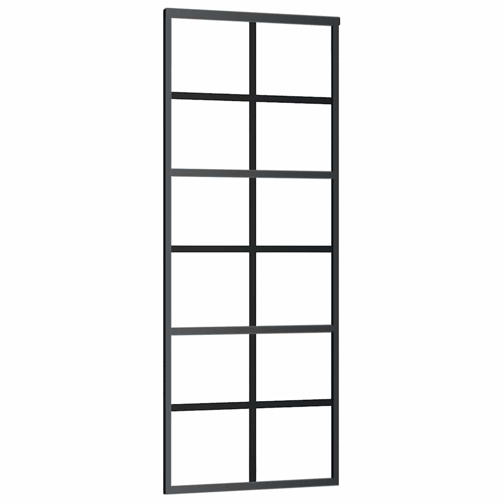 Schiebetür ESG-Glas und Aluminium 76x205 cm Schwarz