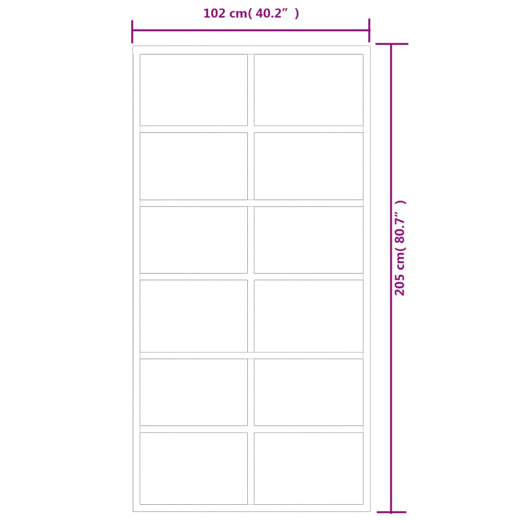 Skydedør ESG glas og aluminium 102x205 cm sort