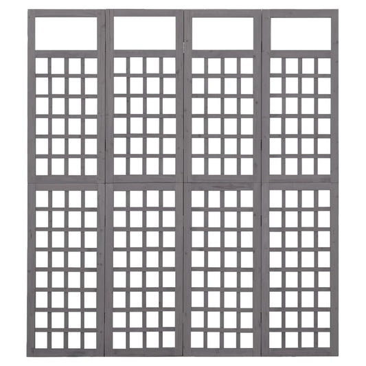 Spalier/Paravent 4-teilig Massivholz Tanne Grau 161x180 cm