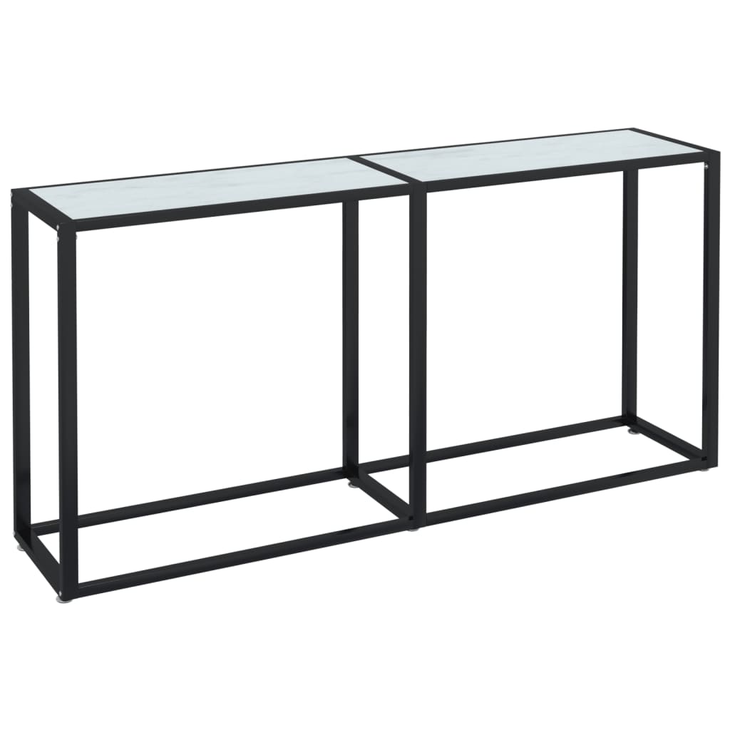 Konsolbord Hvid Marmorlook 160x35x75,5 cm Hærdet glas