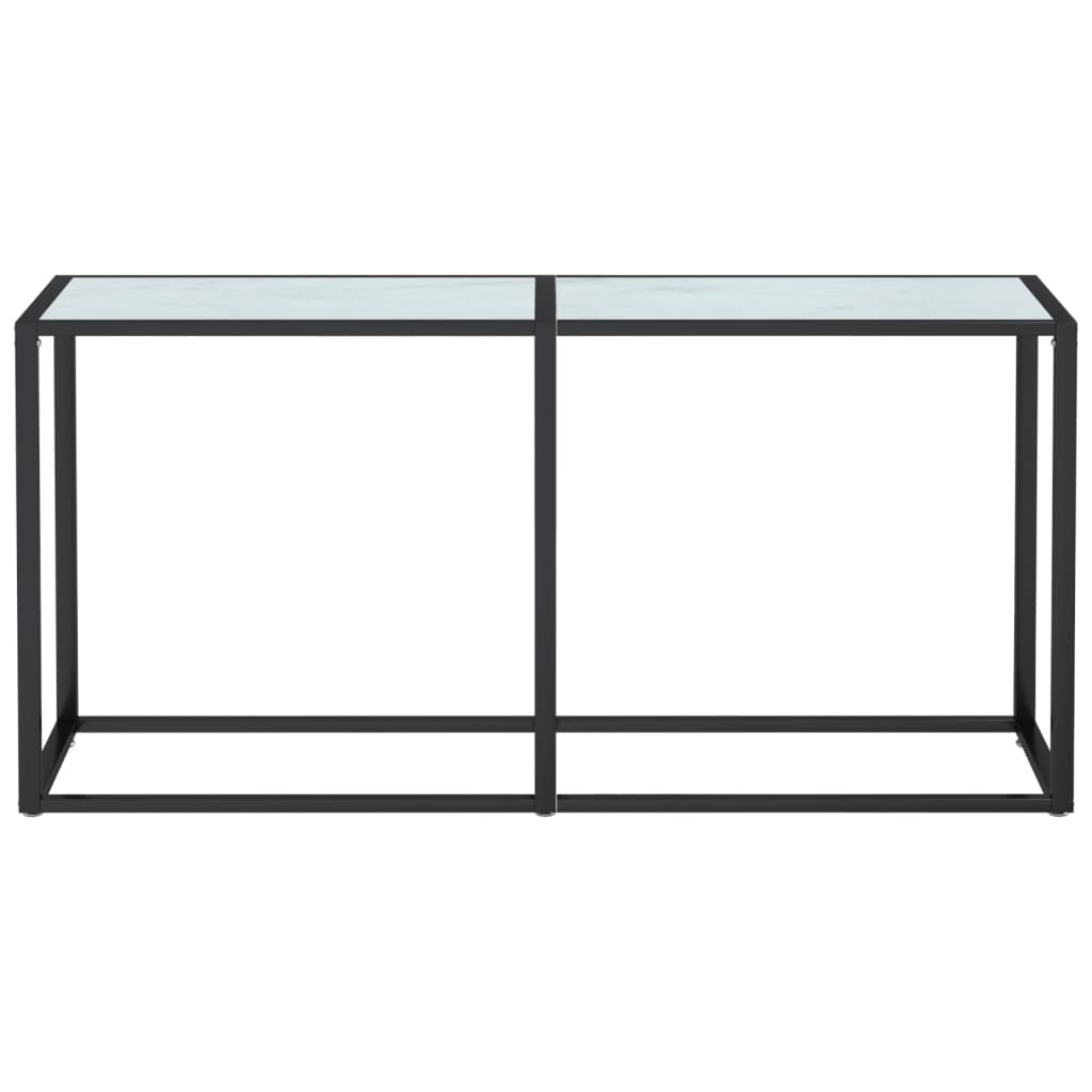 Konsolbord Hvid Marmorlook 160x35x75,5 cm Hærdet glas