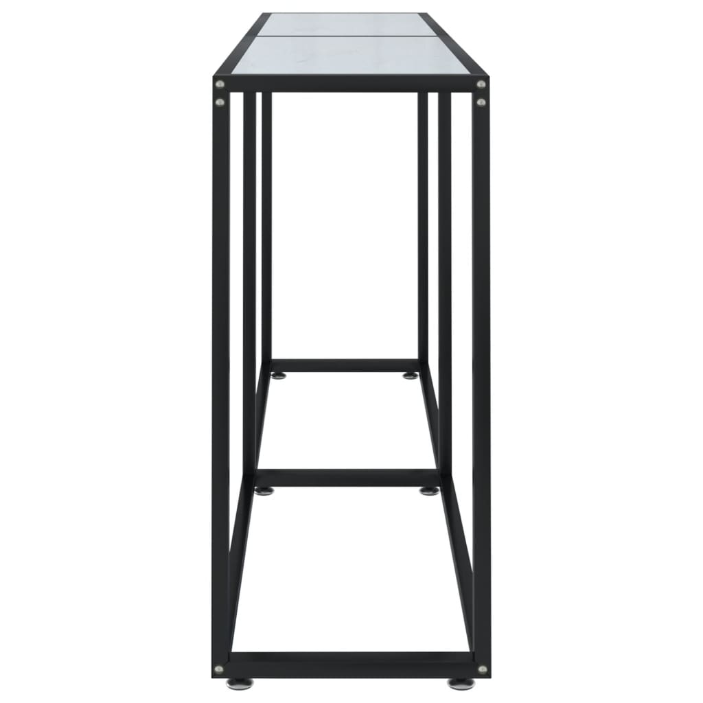 Konsolbord Hvid Marmorlook 160x35x75,5 cm Hærdet glas