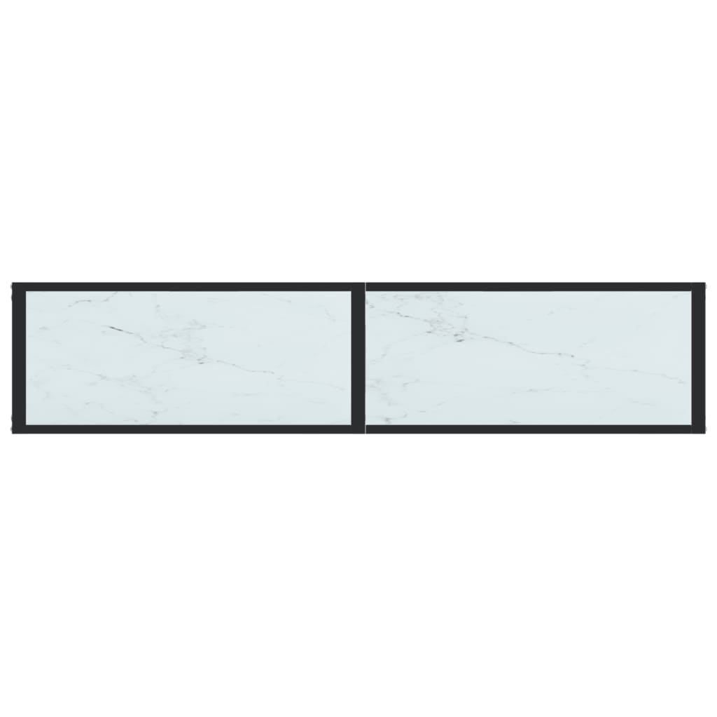 Konsolbord Hvid Marmorlook 160x35x75,5 cm Hærdet glas