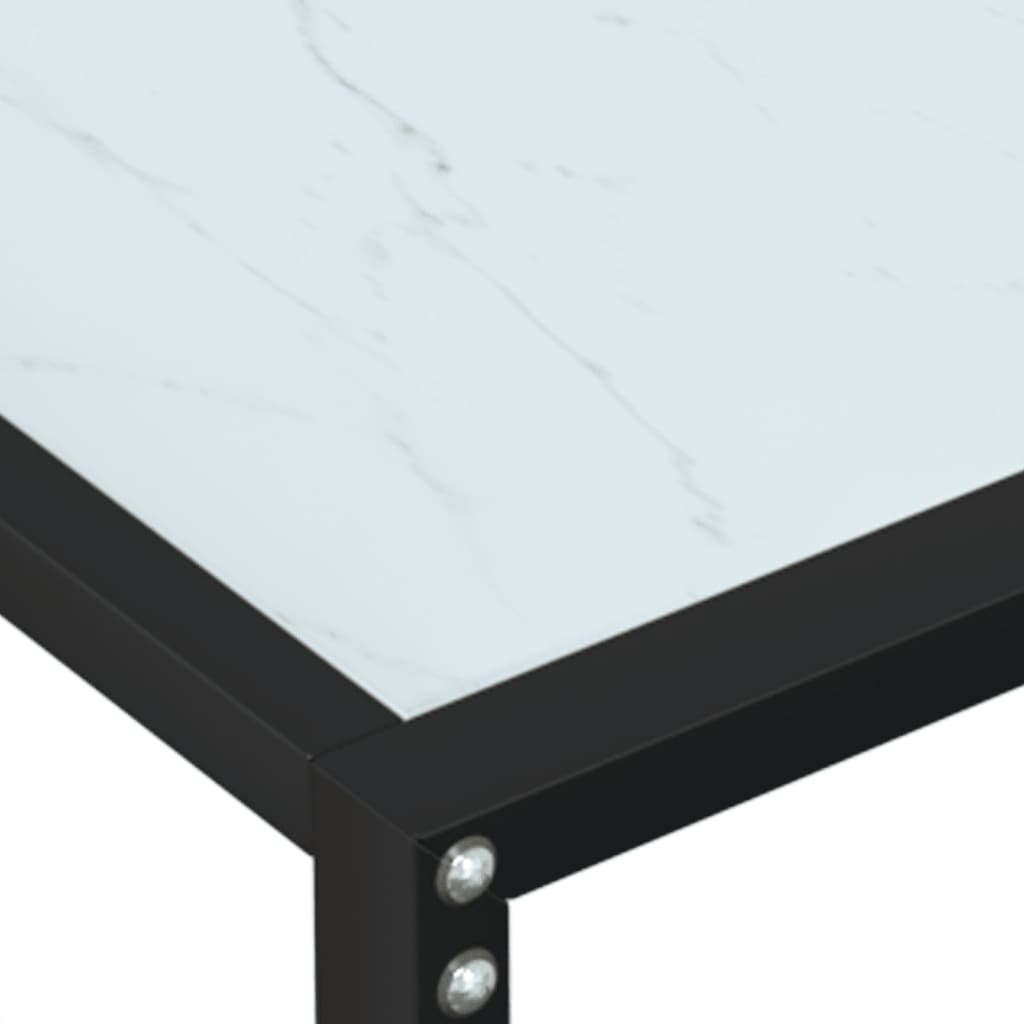 Konsolbord Hvid Marmorlook 160x35x75,5 cm Hærdet glas
