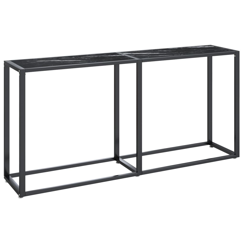 Konsolbord Sort marmorlook 160x35x75,5 cm Hærdet glas