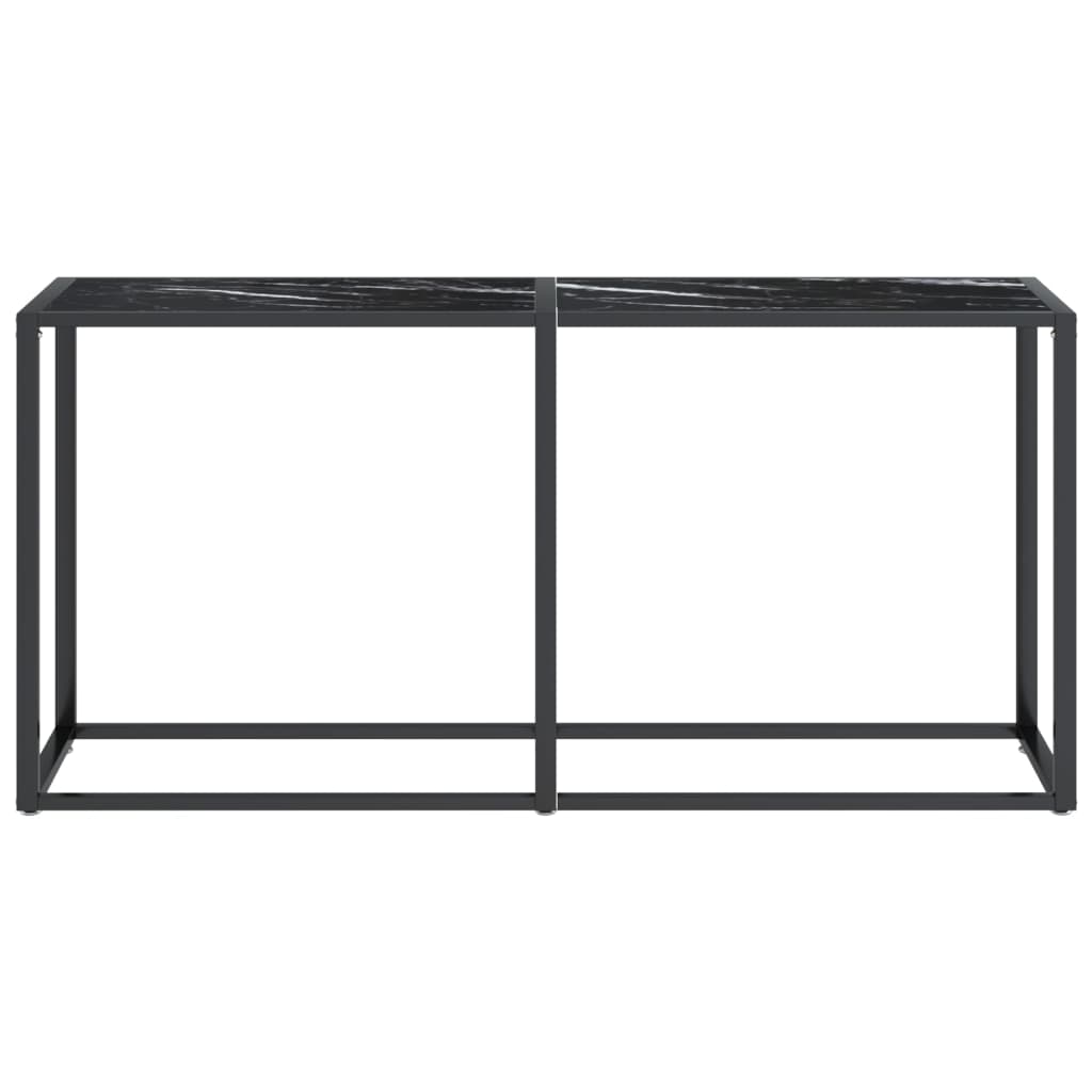 Konsolbord Sort marmorlook 160x35x75,5 cm Hærdet glas