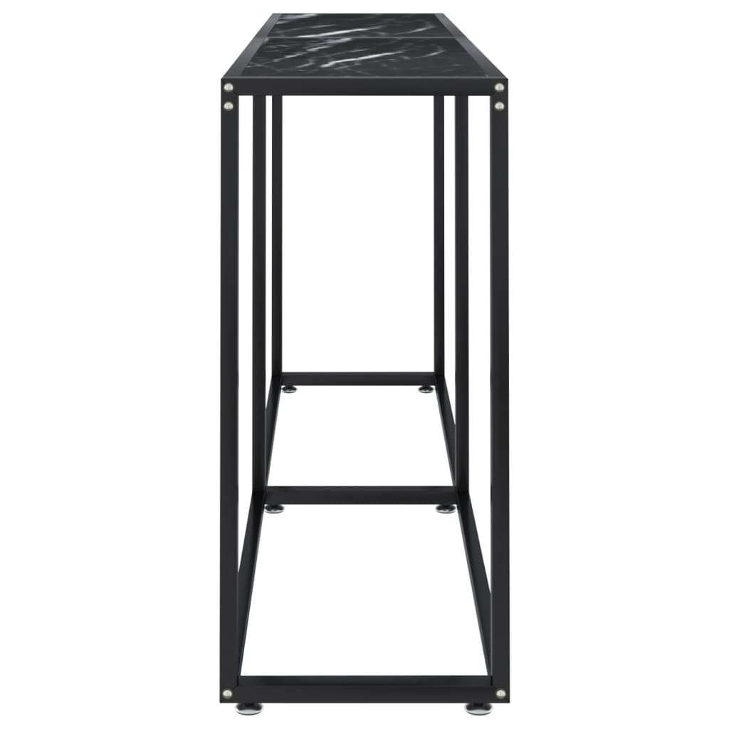 Konsolbord Sort marmorlook 160x35x75,5 cm Hærdet glas