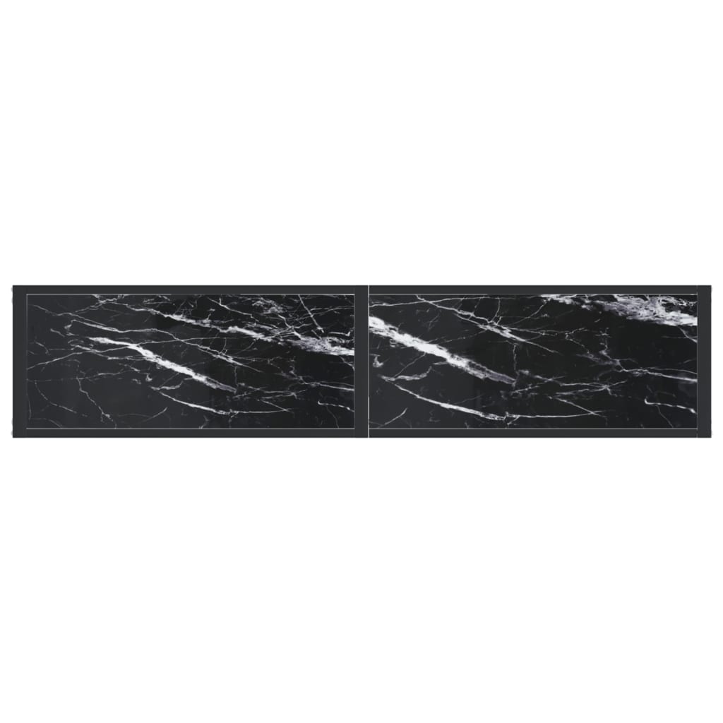 Konsolbord Sort marmorlook 160x35x75,5 cm Hærdet glas