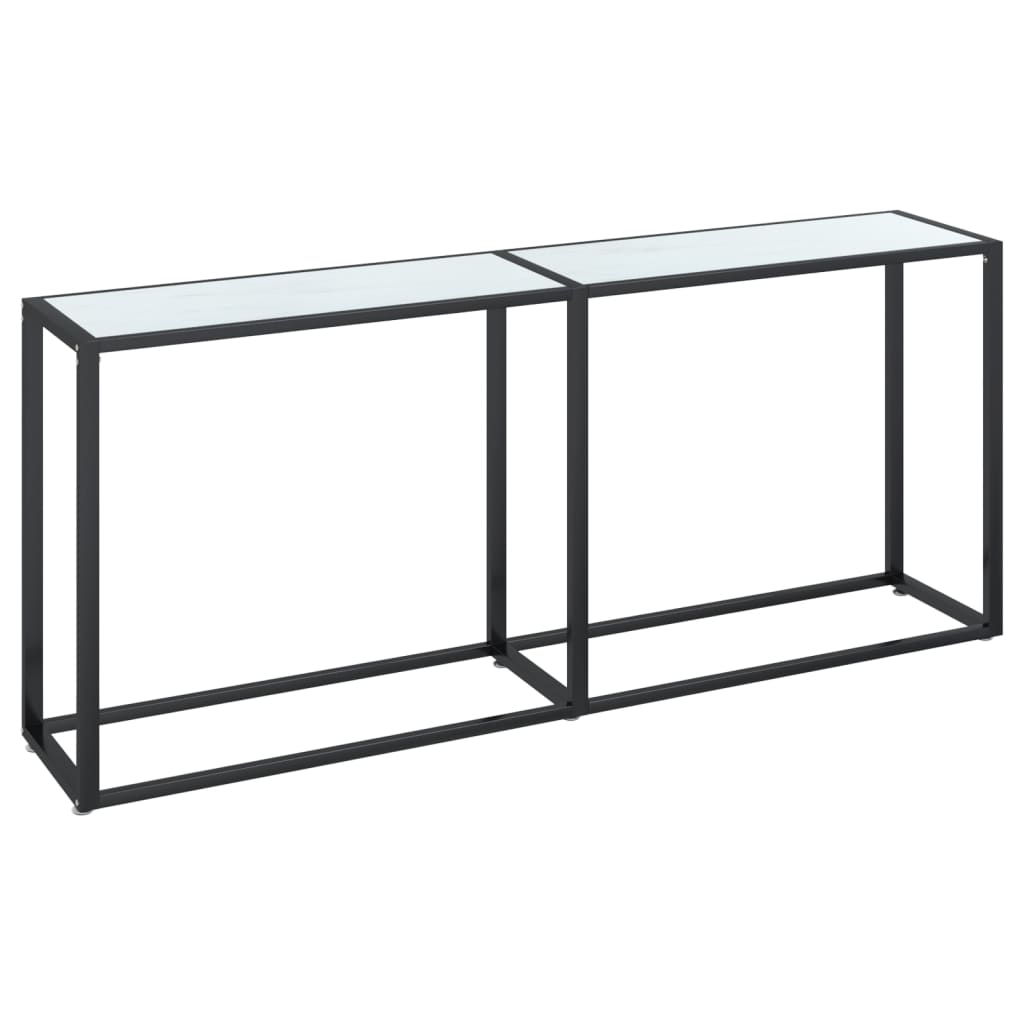 Konsolbord Hvid Marmorlook 180x35x75,5 cm Hærdet glas