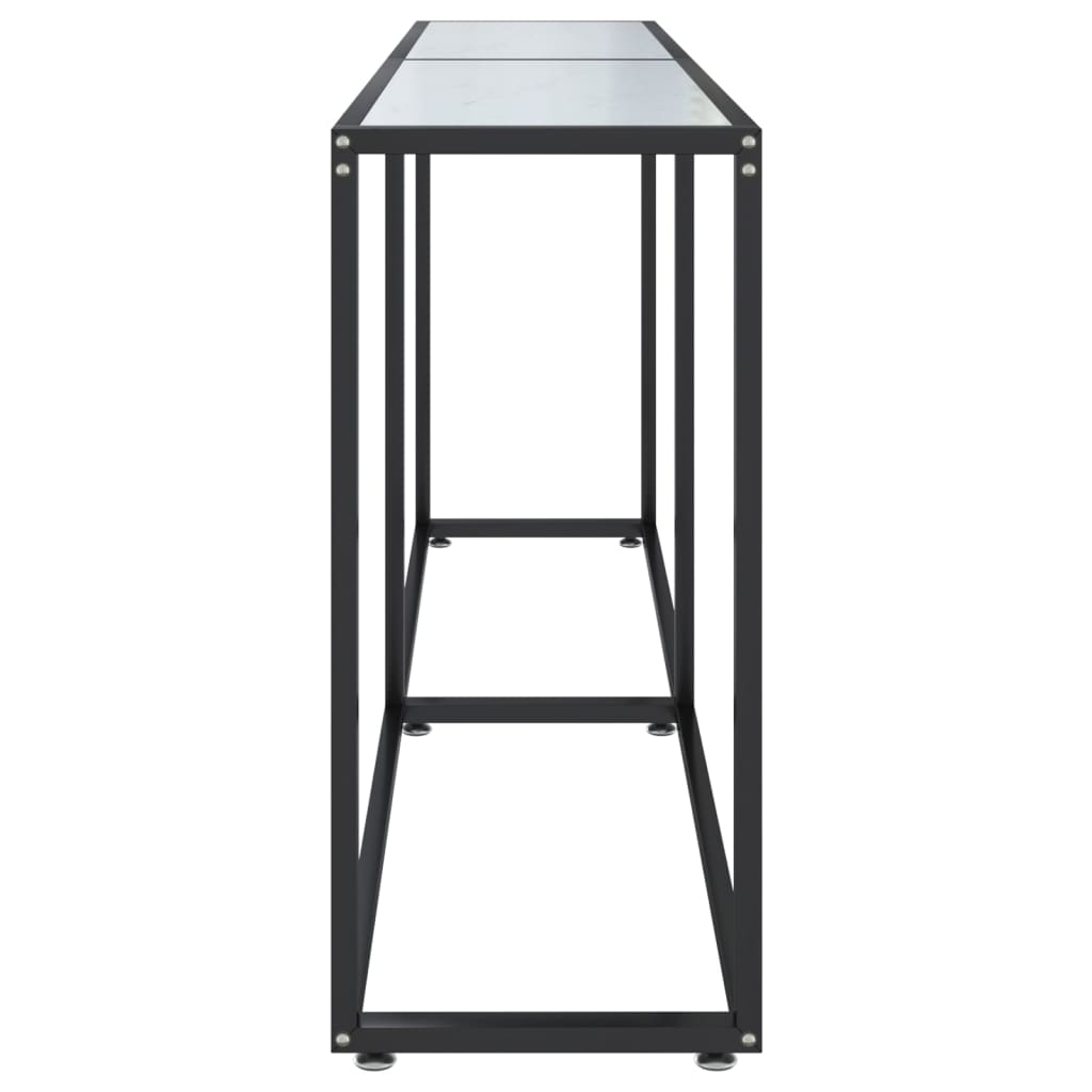 Konsolbord Hvid Marmorlook 180x35x75,5 cm Hærdet glas