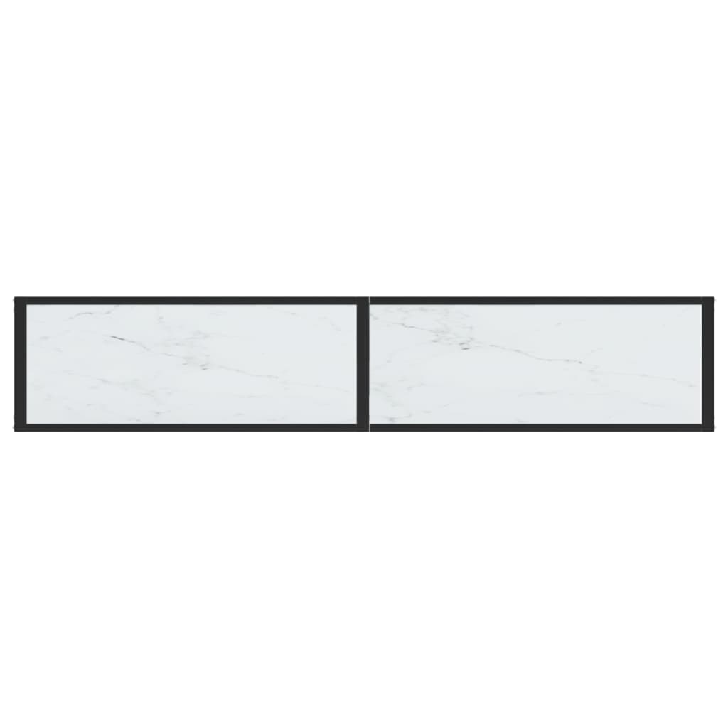 Konsolbord Hvid Marmorlook 180x35x75,5 cm Hærdet glas