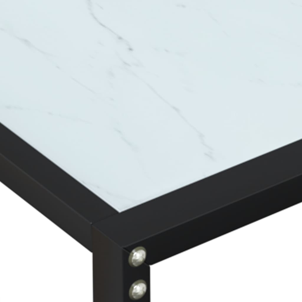 Konsolbord Hvid Marmorlook 180x35x75,5 cm Hærdet glas