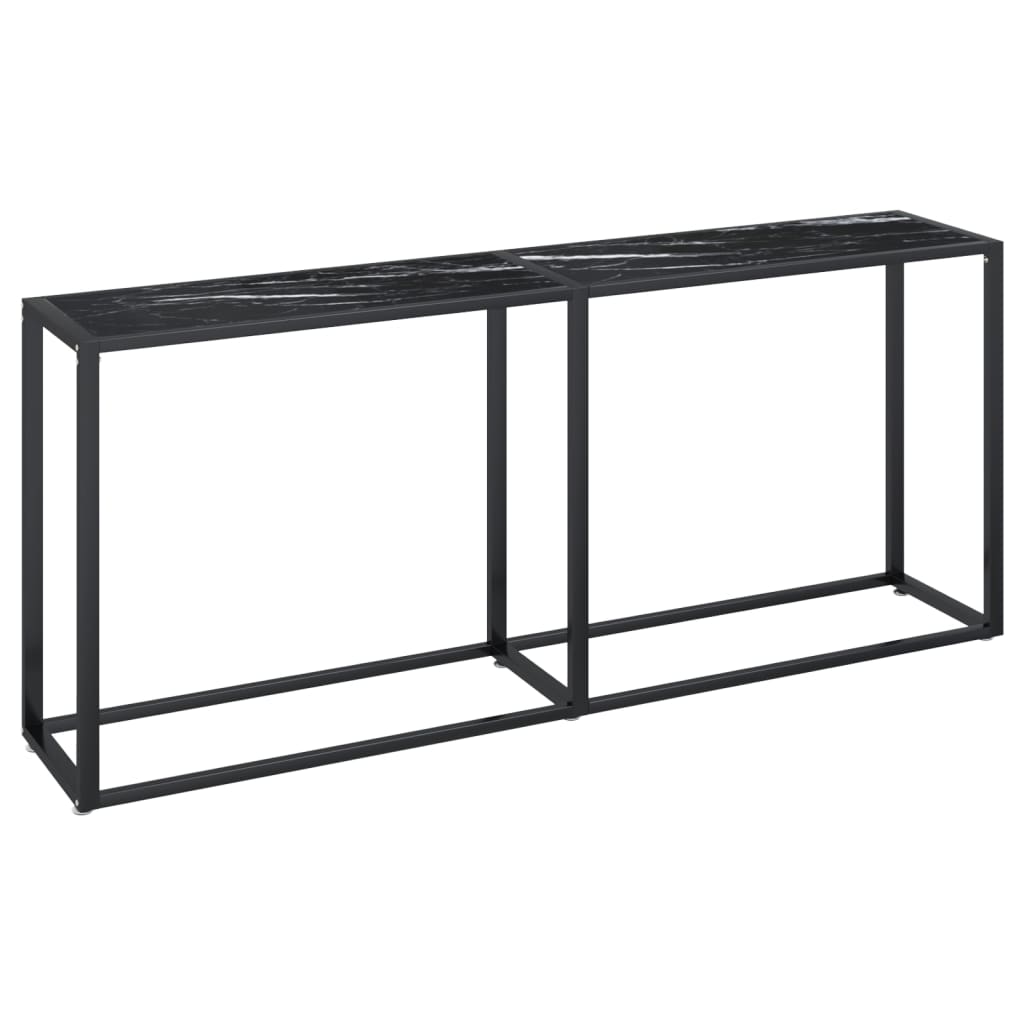 Konsolbord Sort marmorlook 180x35x75,5 cm Hærdet glas