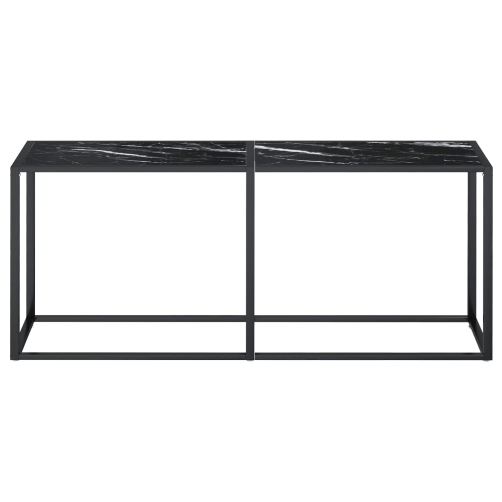 Konsolbord Sort marmorlook 180x35x75,5 cm Hærdet glas
