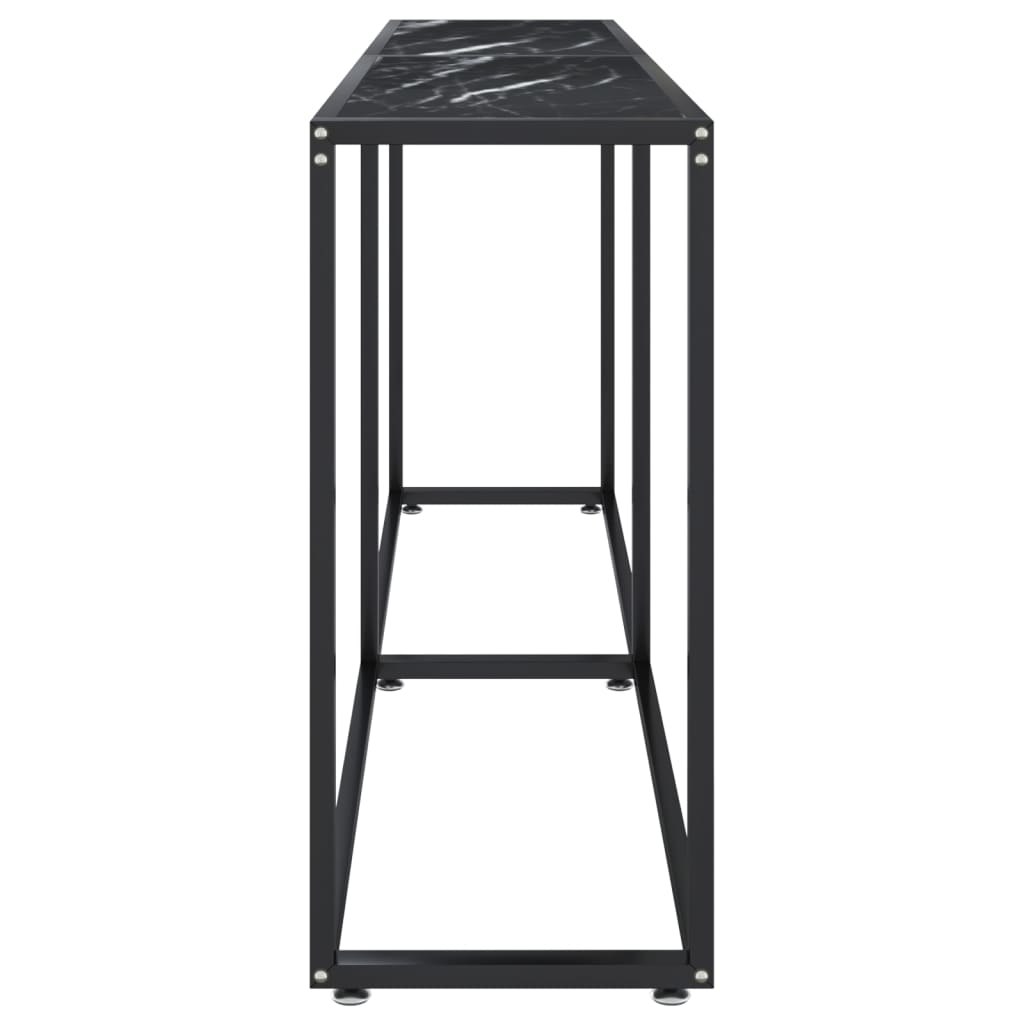 Konsolbord Sort marmorlook 180x35x75,5 cm Hærdet glas