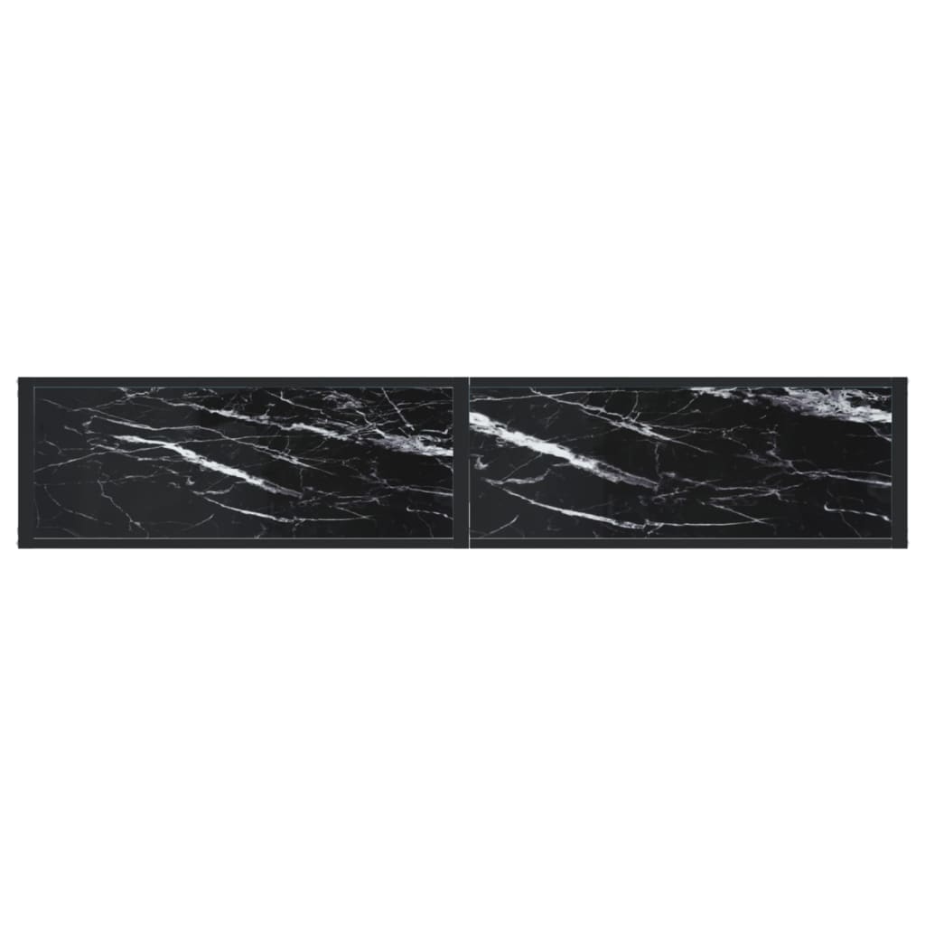 Konsolbord Sort marmorlook 180x35x75,5 cm Hærdet glas