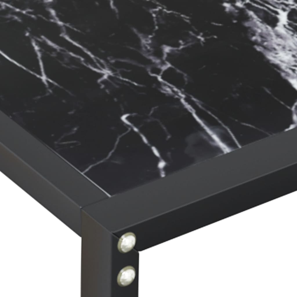 Konsolbord Sort marmorlook 180x35x75,5 cm Hærdet glas