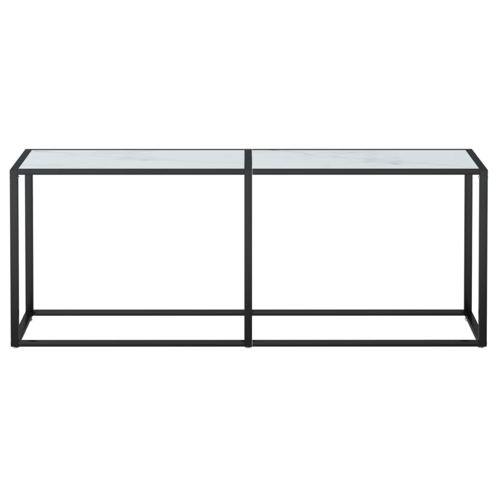 Konsolbord Hvid Marmorlook 200x35x75,5 cm Hærdet glas